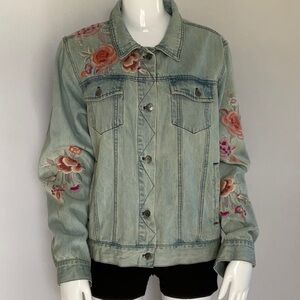 Johnny Was Embroidered Jean Jacket L